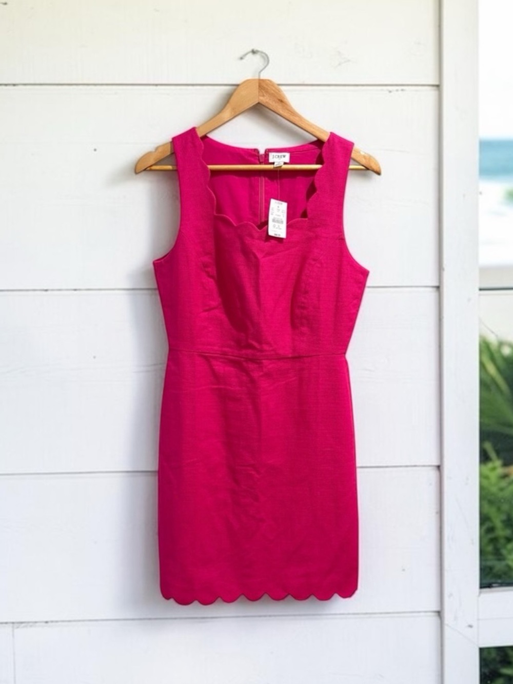 J.Crew NWT Pink Scallop Hem Sleeveless Sheath Dress Size 6